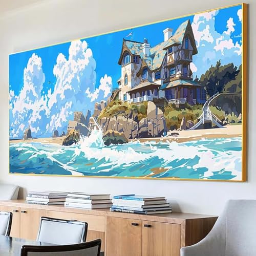 DIY 5D Diamond Painting Erwachsene Meer Diamant Painting Bilder, Landschaft Diamond Painting Set, 5D Diamond Painting 30x60cm Stickerei Kreuzstich Basteln Erwachsene für Zimmer Deko Aesthetic I-3 von Peepezo