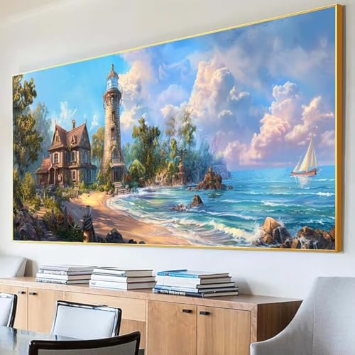 DIY 5D Diamond Painting Erwachsene Meer Diamant Painting Bilder, Strand Diamond Painting Set, 5D Diamond Painting 30x60cm Stickerei Kreuzstich Basteln Erwachsene für Zimmer Deko Aesthetic Geschenk 1-T von Peepezo