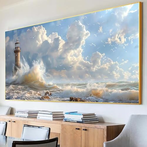 DIY 5D Diamond Painting Erwachsene Meer Diamant Painting Bilder, Strand Diamond Painting Set, 5D Diamond Painting 30x60cm Stickerei Kreuzstich Basteln Erwachsene für Zimmer Deko Aesthetic Geschenk 8-O von Peepezo