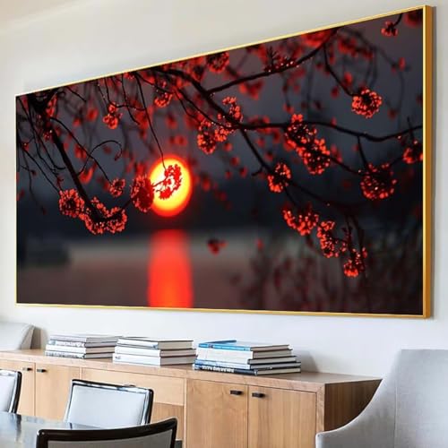 DIY 5D Diamond Painting Erwachsene Mond Diamant Painting Bilder, Baum Diamond Painting Set, 5D Diamond Painting 100x200cm Stickerei Kreuzstich Basteln Erwachsene für Zimmer Deko Aesthetic Geschenk 2-L von Peepezo