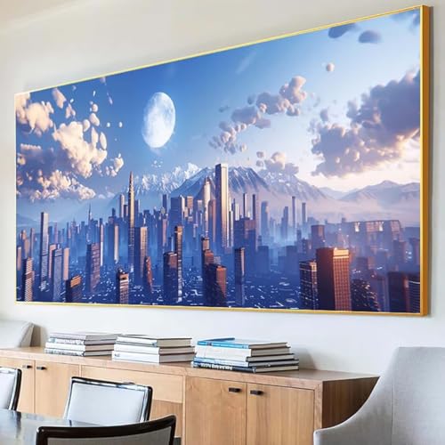 DIY 5D Diamond Painting Erwachsene Mond Diamant Painting Bilder, Landschaft Diamond Painting Set, 5D Diamond Painting 100x200cm Stickerei Kreuzstich Basteln Erwachsene für Zimmer Deko Aesthetic V-V von Peepezo