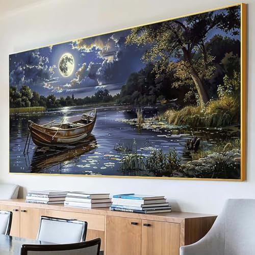 DIY 5D Diamond Painting Erwachsene Mond Diamant Painting Bilder, Landschaft Diamond Painting Set, 5D Diamond Painting 30x60cm Stickerei Kreuzstich Basteln Erwachsene für Zimmer Deko Aesthetic 9-7 von Peepezo