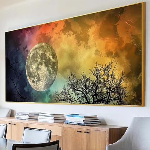 DIY 5D Diamond Painting Erwachsene Mond Diamant Painting Bilder, Landschaft Diamond Painting Set, 5D Diamond Painting 80x160cm Stickerei Kreuzstich Basteln Erwachsene für Zimmer Deko Aesthetic E-H von Peepezo