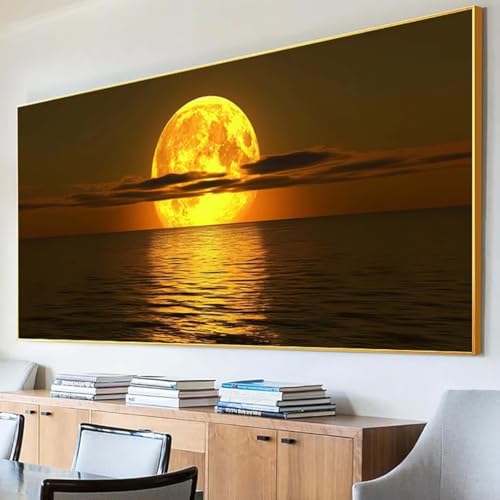 DIY 5D Diamond Painting Erwachsene Mond Diamant Painting Bilder, Meer Diamond Painting Set, 5D Diamond Painting 70x140cm Stickerei Kreuzstich Basteln Erwachsene für Zimmer Deko Aesthetic Geschenk M-8 von Peepezo