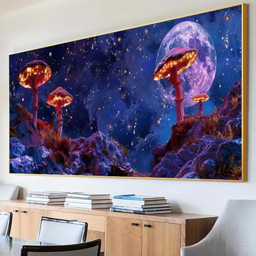 DIY 5D Diamond Painting Erwachsene Mond Diamant Painting Bilder, Pilz Diamond Painting Set, 5D Diamond Painting 30x60cm Stickerei Kreuzstich Basteln Erwachsene für Zimmer Deko Aesthetic Geschenk N-H von Peepezo