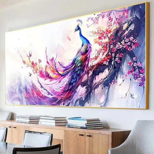 DIY 5D Diamond Painting Erwachsene Pfau Diamant Painting Bilder, Blume Diamond Painting Set, 5D Diamond Painting 40x80cm Stickerei Kreuzstich Basteln Erwachsene für Zimmer Deko Aesthetic Geschenk P-3 von Peepezo