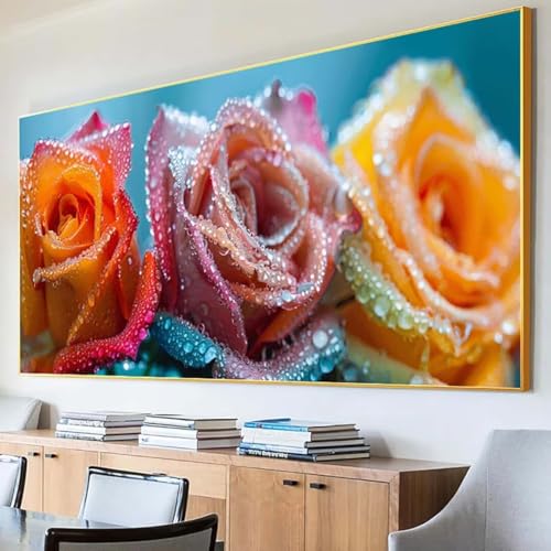 DIY 5D Diamond Painting Erwachsene Rose Diamant Painting Bilder, Blume Diamond Painting Set, 5D Diamond Painting 70x140cm Stickerei Kreuzstich Basteln Erwachsene für Zimmer Deko Aesthetic Geschenk 2-C von Peepezo