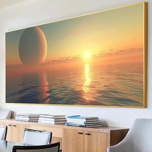 DIY 5D Diamond Painting Erwachsene Sonnenuntergang Diamant Painting Bilder, Meer Diamond Painting Set, 5D Diamond Painting 100x200cm Stickerei Kreuzstich Basteln Erwachsene für Wandzimmer Deko T-4 von Peepezo