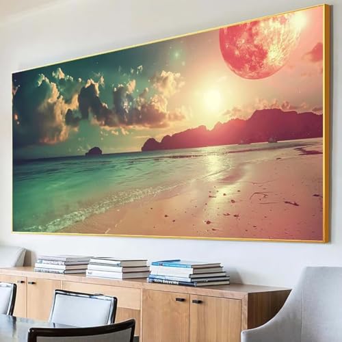 DIY 5D Diamond Painting Erwachsene Sonnenuntergang Diamant Painting Bilder, Meer Diamond Painting Set, 5D Diamond Painting 30x60cm Stickerei Kreuzstich Basteln Erwachsene für Zimmer Deko Aesthetic 9-1 von Peepezo