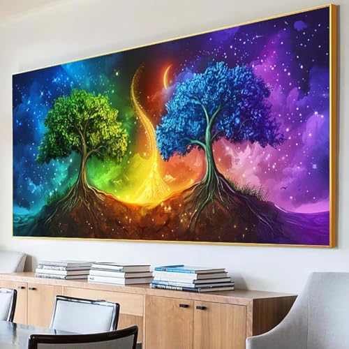 DIY 5D Diamond Painting Erwachsene Sternenhimmel Diamant Painting Bilder, Baum Diamond Painting Set, 5D Diamond Painting 100x200cm Stickerei Kreuzstich Basteln Erwachsene für Zimmer Deko Aesthetic 4-2 von Peepezo