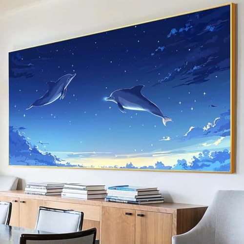 DIY 5D Diamond Painting Erwachsene Sternenhimmel Diamant Painting Bilder, Delphin Diamond Painting Set, 5D Diamond Painting 30x60cm Stickerei Kreuzstich Basteln Erwachsene für Wandzimmer Deko 2-5 von Peepezo