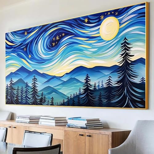 DIY 5D Diamond Painting Erwachsene Sternenhimmel Diamant Painting Bilder, Mond Diamond Painting Set, 5D Diamond Painting 30x60cm Stickerei Kreuzstich Basteln Erwachsene für Zimmer Deko Aesthetic 0-5 von Peepezo