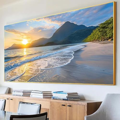 DIY 5D Diamond Painting Erwachsene Strand Diamant Painting Bilder, Meer Diamond Painting Set, 5D Diamond Painting 100x200cm Stickerei Kreuzstich Basteln Erwachsene für Wandzimmer Deko Geschenk L-7 von Peepezo