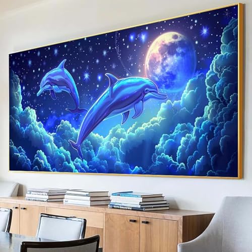 DIY 5D Diamond Painting Erwachsene Tier Diamant Painting Bilder, Mond Diamond Painting Set, 5D Diamond Painting 60x120cm Stickerei Kreuzstich Basteln Erwachsene für Zimmer Deko Aesthetic Geschenk 3-S von Peepezo