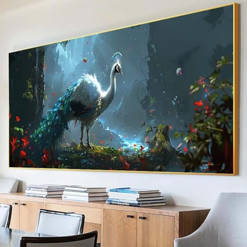 DIY 5D Diamond Painting Erwachsene Tier Diamant Painting Bilder, Pfau Diamond Painting Set, 5D Diamond Painting 100x200cm Stickerei Kreuzstich Basteln Erwachsene für Zimmer Deko Aesthetic Geschenk 9-Z von Peepezo