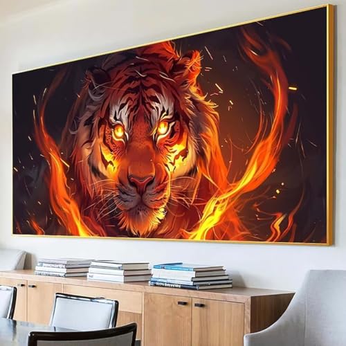 DIY 5D Diamond Painting Erwachsene Tier Diamant Painting Bilder, Tiger Diamond Painting Set, 5D Diamond Painting 40x80cm Stickerei Kreuzstich Basteln Erwachsene für Zimmer Deko Aesthetic Geschenk 4-0 von Peepezo