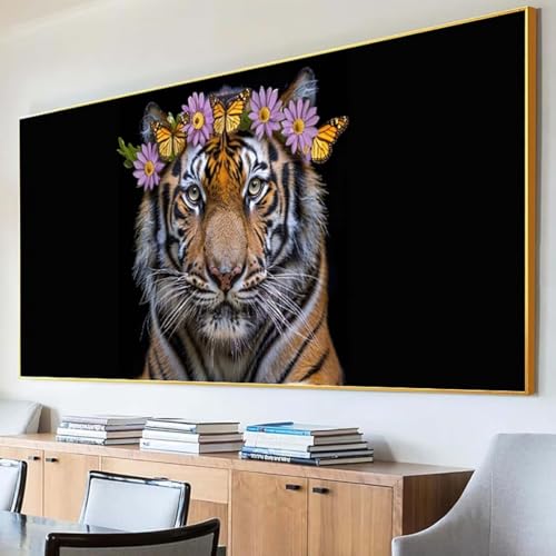 DIY 5D Diamond Painting Erwachsene Tiger Diamant Painting Bilder, Blume Diamond Painting Set, 5D Diamond Painting 40x80cm Stickerei Kreuzstich Basteln Erwachsene für Zimmer Deko Aesthetic Geschenk 6-V von Peepezo