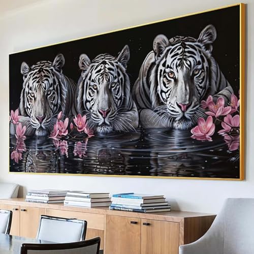 DIY 5D Diamond Painting Erwachsene Tiger Diamant Painting Bilder, Tier Diamond Painting Set, 5D Diamond Painting 30x60cm Stickerei Kreuzstich Basteln Erwachsene für Zimmer Deko Aesthetic Geschenk 9-3 von Peepezo