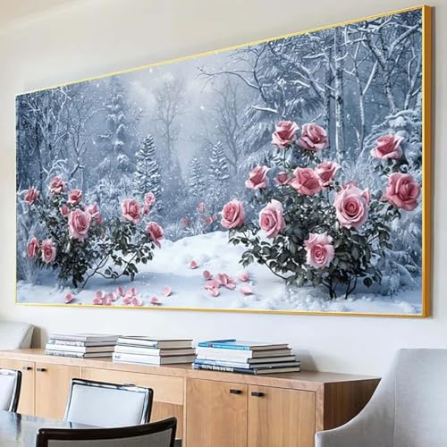 DIY 5D Diamond Painting Erwachsene Winter Diamant Painting Bilder, Blume Diamond Painting Set, 5D Diamond Painting 80x160cm Stickerei Kreuzstich Basteln Erwachsene für Wandzimmer Deko Geschenk 5-J von Peepezo