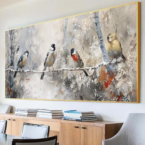 DIY 5D Diamond Painting Erwachsene Winter Diamant Painting Bilder, Vogel Diamond Painting Set, 5D Diamond Painting 60x120cm Stickerei Kreuzstich Basteln Erwachsene für Wandzimmer Deko Geschenk S-8 von Peepezo