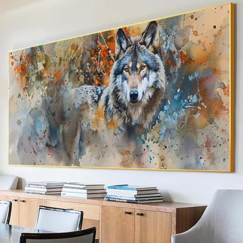 DIY 5D Diamond Painting Erwachsene Wolf Diamant Painting Bilder, Tier Diamond Painting Set, 5D Diamond Painting 30x60cm Stickerei Kreuzstich Basteln Erwachsene für Zimmer Deko Aesthetic Geschenk 8-5 von Peepezo