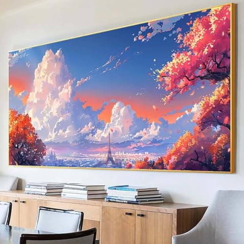 DIY 5D Diamond Painting Erwachsene Wolke Diamant Painting Bilder, Baum Diamond Painting Set, 5D Diamond Painting 100x200cm Stickerei Kreuzstich Basteln Erwachsene für Wandzimmer Deko Geschenk R-6 von Peepezo