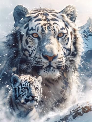 DIY Diamond Painting Tiere Diamant Painting Bilder Erwachsene Tiger Diamond Painting Groß XXL 80x100cm Diamond Painting Set, 5D Diamond Art Stickerei Kreuzstich Basteln Painting, Home Wand Décor 6-9 von Peepezo