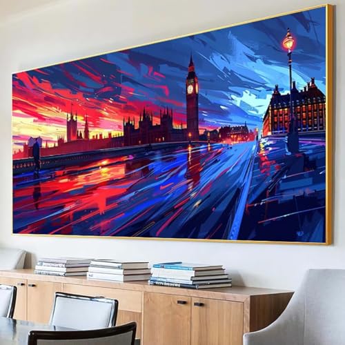 Diamond Painting Big Ben Diamond Painting Erwachsene Groß XXL 50x100cm Diamant Painting Bilder Set, 5D Diamond Painting Landschaft, DIY Cross Stickerei Diamond-Painting Basteln für Wandzimmer Deko G-7 von Peepezo