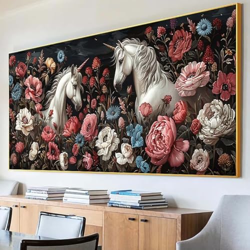 Diamond Painting Blume Diamond Painting Erwachsene Groß XXL 30x60cm Diamant Painting Bilder Set, 5D Diamond Painting Einhorn, DIY Cross Stickerei Diamond-Painting Basteln, Wandzimmer Deko Geschenk 3-X von Peepezo