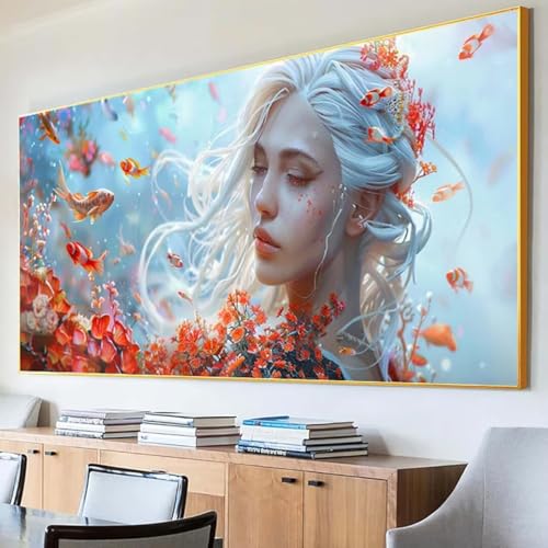 Diamond Painting Blume Diamond Painting Erwachsene Groß XXL 30x60cm Diamant Painting Bilder Set, 5D Diamond Painting Frau, DIY Cross Stickerei Diamond-Painting Basteln für Wandzimmer Deko Geschenk 4-P von Peepezo