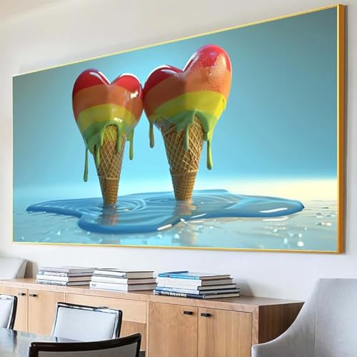 Diamond Painting Eiscreme Diamond Painting Erwachsene Groß XXL 30x60cm Diamant Painting Bilder Set, 5D Diamond Painting Karikatur, DIY Cross Stickerei Diamond-Painting Basteln für Wandzimmer Deko 6-S von Peepezo