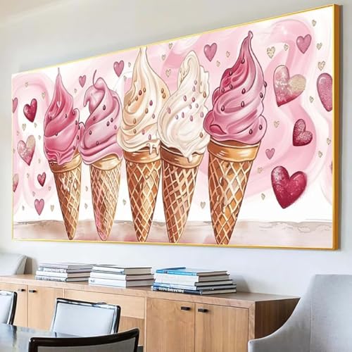 Diamond Painting Eiscreme Diamond Painting Erwachsene Groß XXL 80x160cm Diamant Painting Bilder Set, 5D Diamond Painting Karikatur, DIY Cross Stickerei Diamond-Painting Basteln für Wandzimmer Deko A-4 von Peepezo