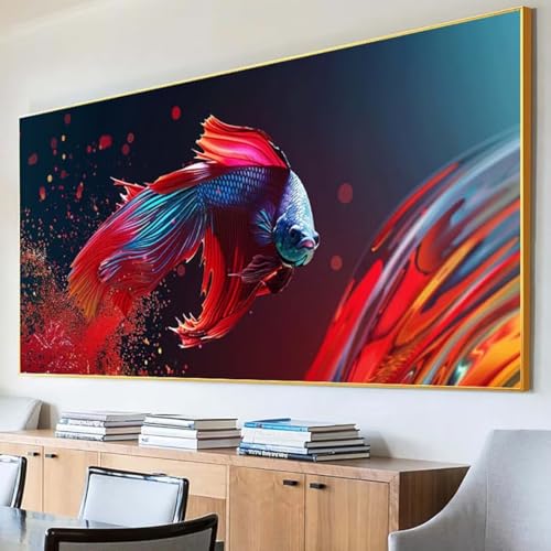 Diamond Painting Fisch Diamond Painting Erwachsene Groß XXL 100x200cm Diamant Painting Bilder Set, 5D Diamond Painting Tier, DIY Cross Stickerei Diamond-Painting Basteln, Wandzimmer Deko Geschenk 0-1 von Peepezo