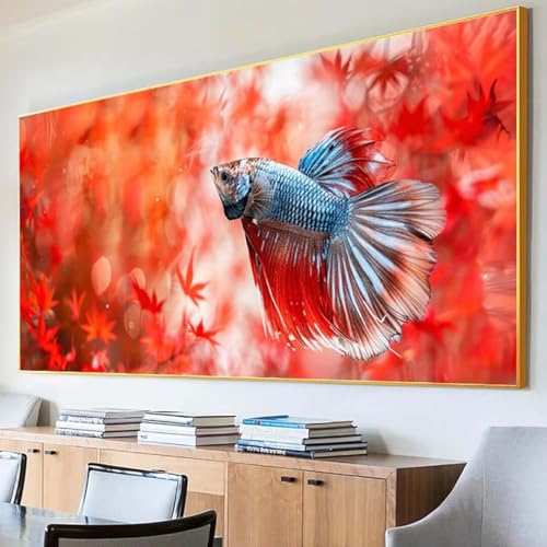 Diamond Painting Fisch Diamond Painting Erwachsene Groß XXL 80x160cm Diamant Painting Bilder Set, 5D Diamond Painting Baum, DIY Cross Stickerei Diamond-Painting Basteln, Wandzimmer Deko Geschenk T-5 von Peepezo