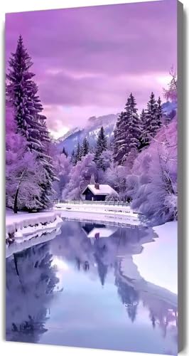 Diamond Painting Fluss Diamond Painting Erwachsene groß xxl 30x60cm Diamant Painting Bilder Set, 5D Diamond Painting WeißEr Schnee, DIY Cross Stickerei Diamond-Painting Basteln für Wandzimmer Deko M-8 von Peepezo