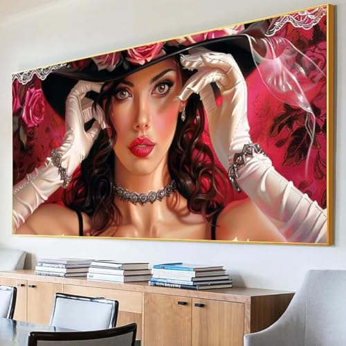 Diamond Painting Frau Diamond Painting Erwachsene Groß XXL 30x60cm Diamant Painting Bilder Set, 5D Diamond Painting Blume, DIY Cross Stickerei Diamond-Painting Basteln für Wandzimmer Deko Geschenk V-9 von Peepezo