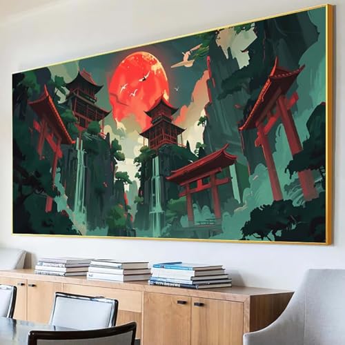 Diamond Painting Japan Diamond Painting Erwachsene Groß XXL 80x160cm Diamant Painting Bilder Set, 5D Diamond Painting Architektur, DIY Cross Stickerei Diamond-Painting Basteln für Wandzimmer Deko P-8 von Peepezo