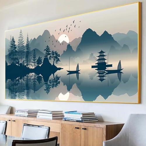 Diamond Painting Landschaft Diamond Painting Erwachsene Groß XXL 100x200cm Diamant Painting Bilder Set, 5D Diamond Painting Berg, DIY Cross Stickerei Diamond-Painting Basteln für Wandzimmer Deko 4-9 von Peepezo