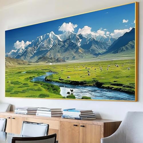 Diamond Painting Landschaft Diamond Painting Erwachsene Groß XXL 100x200cm Diamant Painting Bilder Set, 5D Diamond Painting Berg, DIY Cross Stickerei Diamond-Painting Basteln für Wandzimmer Deko L-K von Peepezo