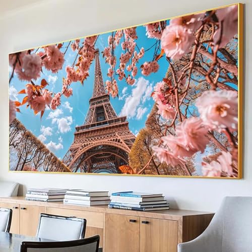 Diamond Painting Landschaft Diamond Painting Erwachsene Groß XXL 100x200cm Diamant Painting Bilder Set, 5D Diamond Painting Eiffelturm, DIY Cross Stickerei Diamond-Painting Basteln Wandzimmer Deko 5-5 von Peepezo