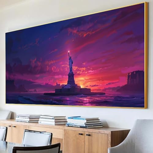 Diamond Painting Landschaft Diamond Painting Erwachsene Groß XXL 30x60cm Diamant Painting Bilder Set, 5D Diamond Painting Freiheitsstatue, DIY Cross Stickerei Diamond-Painting Basteln Zimmer Deko 8-S von Peepezo