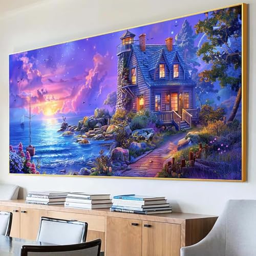 Diamond Painting Landschaft Diamond Painting Erwachsene Groß XXL 30x60cm Diamant Painting Bilder Set, 5D Diamond Painting Meer, DIY Cross Stickerei Diamond-Painting Basteln für Wandzimmer Deko 1-2 von Peepezo