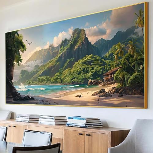 Diamond Painting Landschaft Diamond Painting Erwachsene Groß XXL 30x60cm Diamant Painting Bilder Set, 5D Diamond Painting Meer, DIY Cross Stickerei Diamond-Painting Basteln für Wandzimmer Deko 5-B von Peepezo