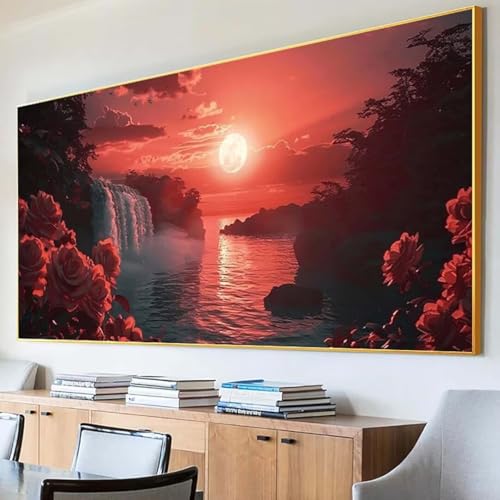 Diamond Painting Landschaft Diamond Painting Erwachsene Groß XXL 30x60cm Diamant Painting Bilder Set, 5D Diamond Painting Mond, DIY Cross Stickerei Diamond-Painting Basteln für Wandzimmer Deko 8-1 von Peepezo