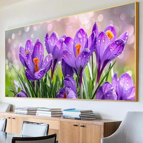 Diamond Painting Landschaft Diamond Painting Erwachsene Groß XXL 60x120cm Diamant Painting Bilder Set, 5D Diamond Painting Blume, DIY Cross Stickerei Diamond-Painting Basteln für Wandzimmer Deko 4-K von Peepezo