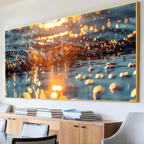 Diamond Painting Meer Diamond Painting Erwachsene Groß XXL 100x200cm Diamant Painting Bilder Set, 5D Diamond Painting Wellen, DIY Cross Stickerei Diamond-Painting Basteln, Wandzimmer Deko Geschenk S-7 von Peepezo