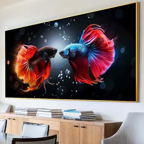 Diamond Painting Meer Diamond Painting Erwachsene Groß XXL 30x60cm Diamant Painting Bilder Set, 5D Diamond Painting Fisch, DIY Cross Stickerei Diamond-Painting Basteln für Wandzimmer Deko Geschenk 1-9 von Peepezo