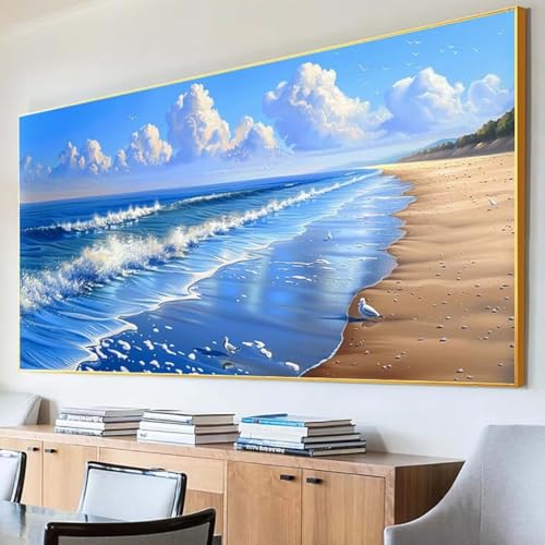 Diamond Painting Meer Diamond Painting Erwachsene Groß XXL 30x60cm Diamant Painting Bilder Set, 5D Diamond Painting Strand, DIY Cross Stickerei Diamond-Painting Basteln, Wandzimmer Deko Geschenk 3-6 von Peepezo