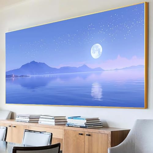 Diamond Painting Meer Diamond Painting Erwachsene Groß XXL 50x100cm Diamant Painting Bilder Set, 5D Diamond Painting Mond, DIY Cross Stickerei Diamond-Painting Basteln für Wandzimmer Deko Geschenk I-9 von Peepezo