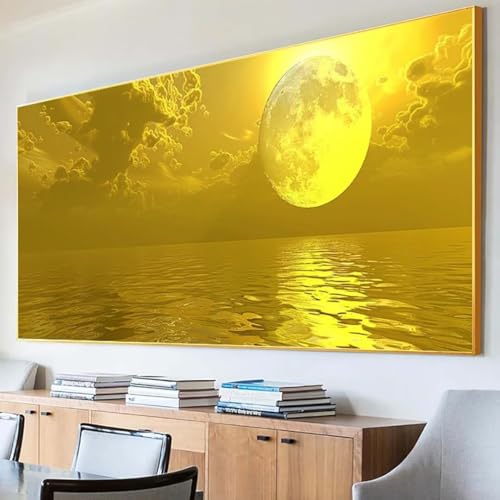 Diamond Painting Meer Diamond Painting Erwachsene Groß XXL 70x140cm Diamant Painting Bilder Set, 5D Diamond Painting Mond, DIY Cross Stickerei Diamond-Painting Basteln für Wandzimmer Deko Geschenk 7-O von Peepezo